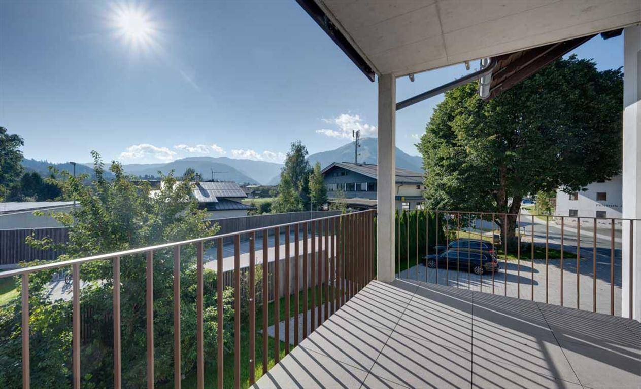 Balkon mit Ausblick auf den Wilden Kaiser
